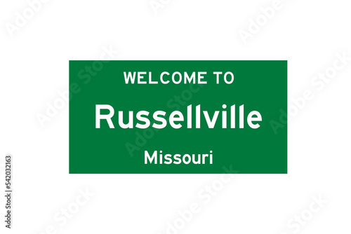 Russellville, Missouri, USA. City limit sign on transparent background.  photo