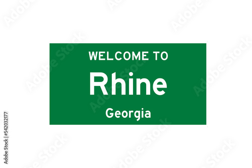 Rhine, Georgia, USA. City limit sign on transparent background. 