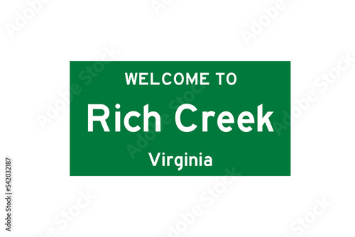 Rich Creek, Virginia, USA. City limit sign on transparent background. 