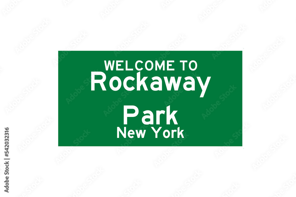 Rockaway Park, New York, USA. City limit sign on transparent background