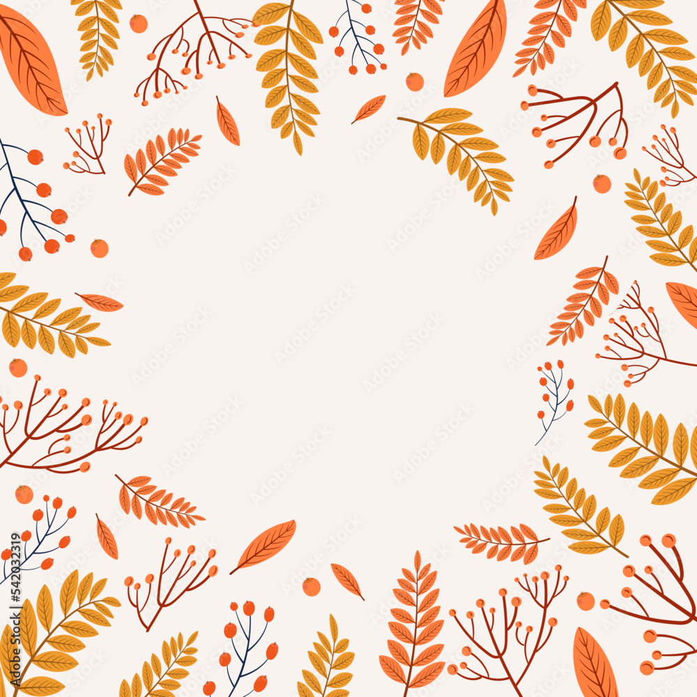 Trendy square templates with floral elements. Autumn leaves. suitable for social networks, postcards, banners, web Trendy square templates with floral elements. Autumn leaves. suitable for social networks, postcards, banners, web