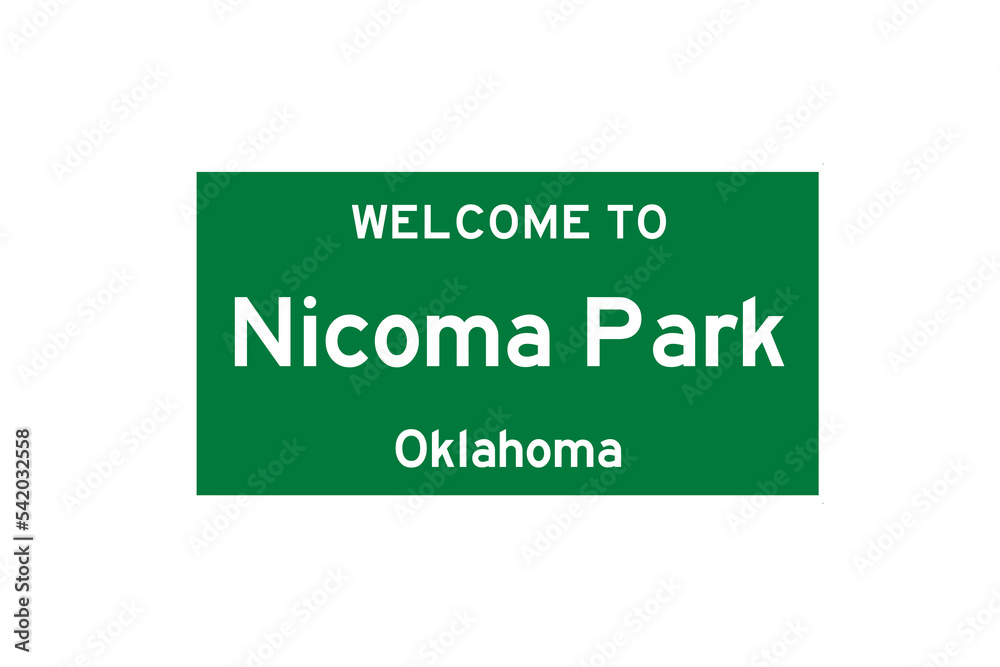 Nicoma Park, Oklahoma, USA. City limit sign on transparent background. 