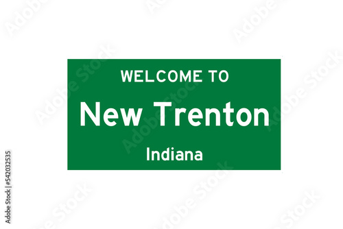 New Trenton, Indiana, USA. City limit sign on transparent background.  photo