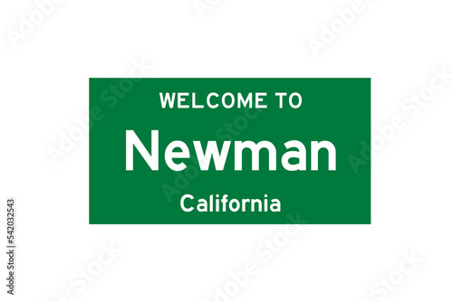 Newman, California, USA. City limit sign on transparent background.  photo