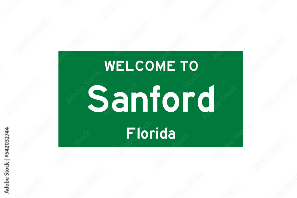 Sanford, Florida, USA. City limit sign on transparent background. Sanford, Florida, USA. City limit sign on transparent background.