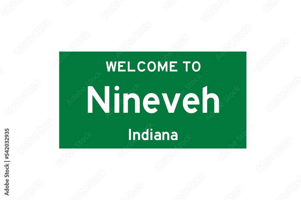 Nineveh, Indiana, USA. City limit sign on transparent background. Nineveh, Indiana, USA. City limit sign on transparent background.