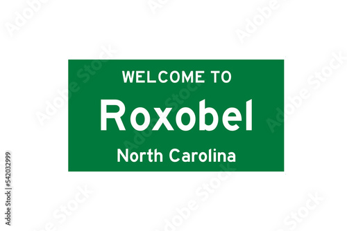 Roxobel, North Carolina, USA. City limit sign on transparent background.  photo