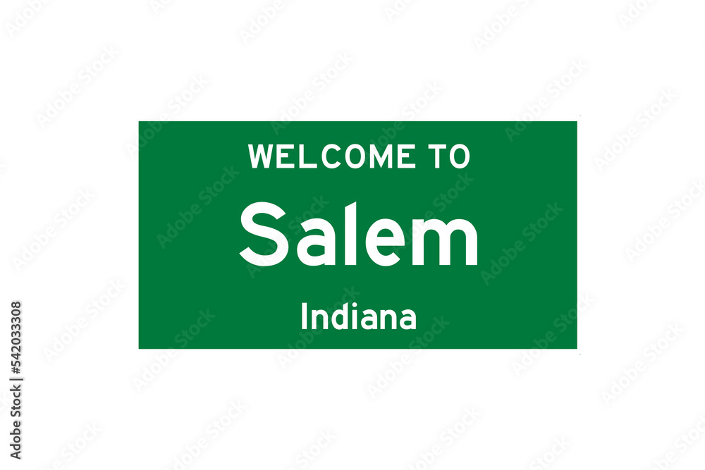 Salem, Indiana, USA. City limit sign on transparent background. 