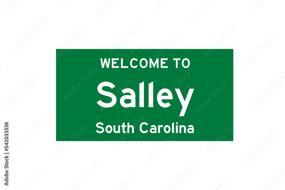 Salley, South Carolina, USA. City limit sign on transparent background