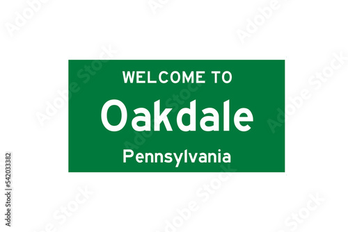 Oakdale, Pennsylvania, USA. City limit sign on transparent background.  photo