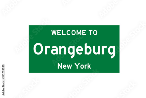 Orangeburg, New York, USA. City limit sign on transparent background.  photo