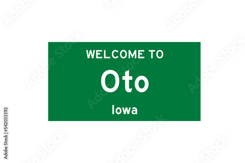 Oto, Iowa, USA. City limit sign on transparent background.  photo