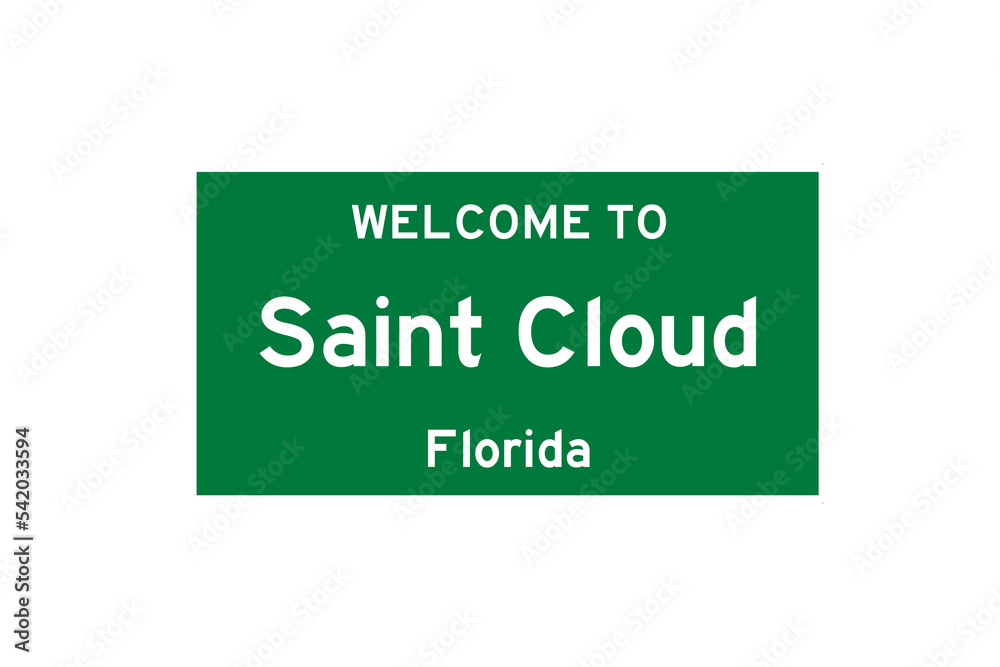 Saint Cloud, Florida, USA. City limit sign on transparent background. Saint Cloud, Florida, USA. City limit sign on transparent background.