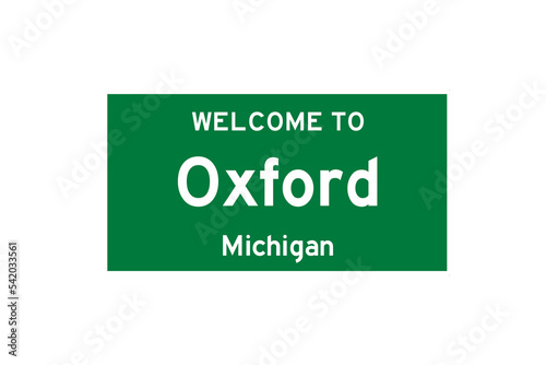 Oxford, Michigan, USA. City limit sign on transparent background.  photo