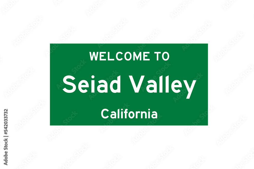 Seiad Valley, California, USA. City limit sign on transparent background. Seiad Valley, California, USA. City limit sign on transparent background.