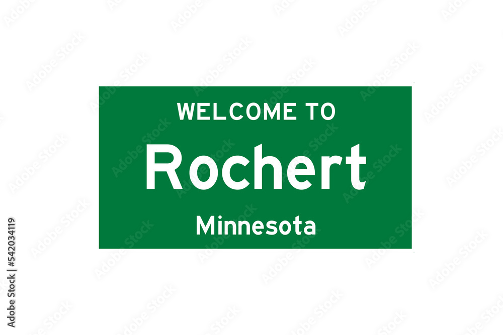 Rochert, Minnesota, USA. City limit sign on transparent background. Rochert, Minnesota, USA. City limit sign on transparent background.