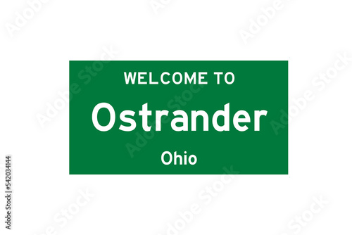 Ostrander, Ohio, USA. City limit sign on transparent background.  photo