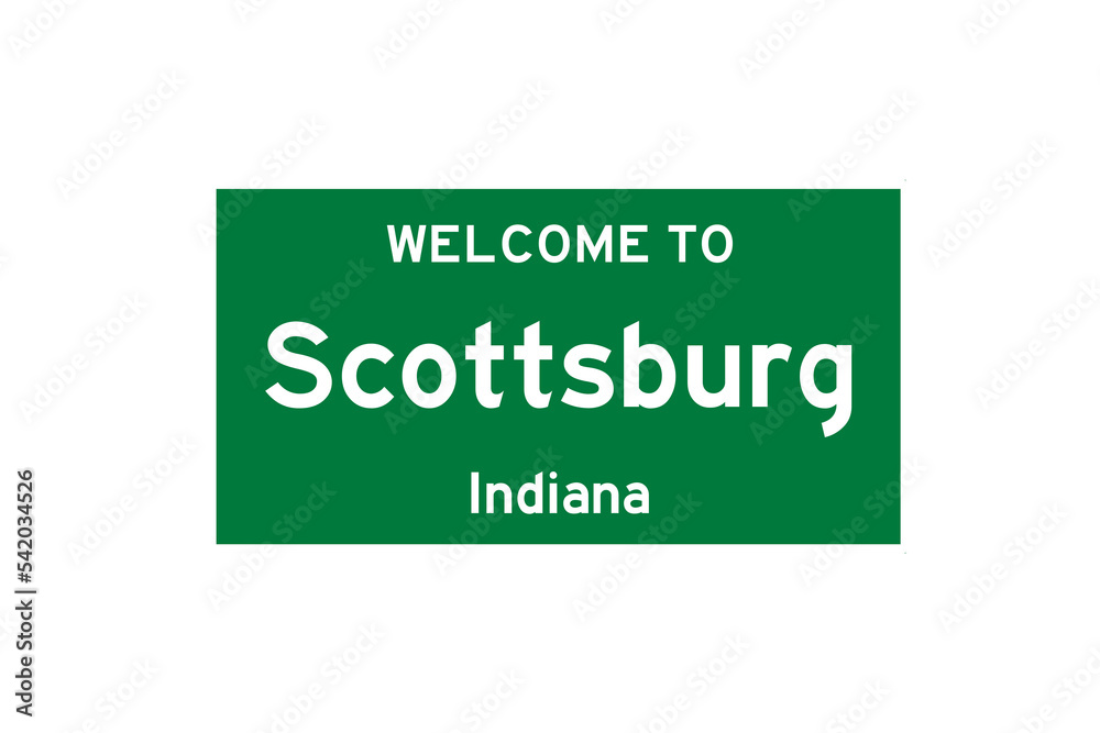 Scottsburg, Indiana, USA. City limit sign on transparent background. Scottsburg, Indiana, USA. City limit sign on transparent background.