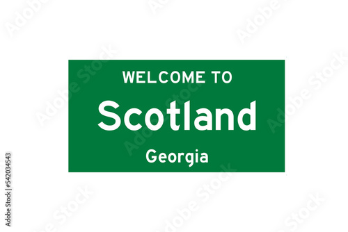 Scotland, Georgia, USA. City limit sign on transparent background.  photo