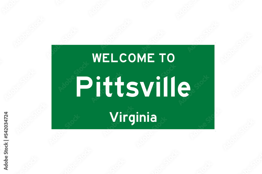 Pittsville, Virginia, USA. City limit sign on transparent background. Pittsville, Virginia, USA. City limit sign on transparent background.
