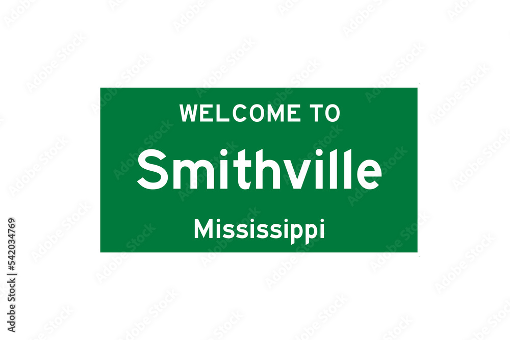 Smithville, Mississippi, USA. City limit sign on transparent background. Smithville, Mississippi, USA. City limit sign on transparent background.