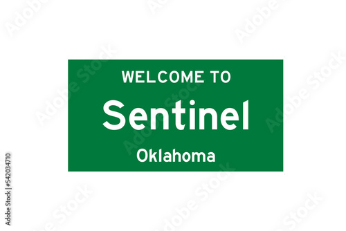 Sentinel, Oklahoma, USA. City limit sign on transparent background.  photo