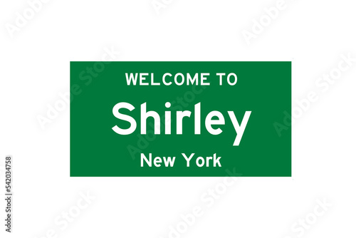 Shirley, New York, USA. City limit sign on transparent background. 