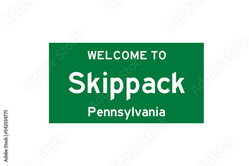 Skippack, Pennsylvania, USA. City limit sign on transparent background.  photo
