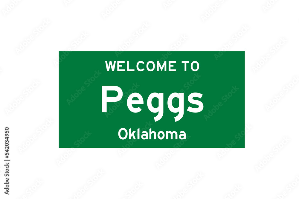 Peggs, Oklahoma, USA. City limit sign on transparent background. 