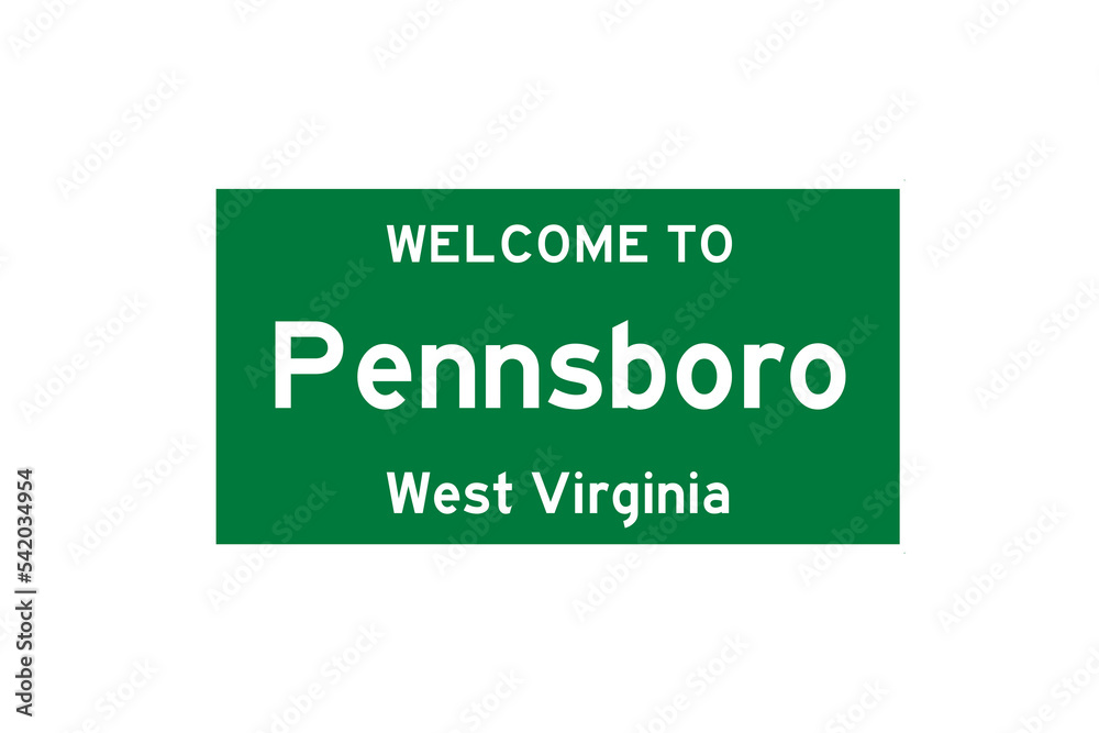 Pennsboro, West Virginia, USA. City limit sign on transparent background. Pennsboro, West Virginia, USA. City limit sign on transparent background.