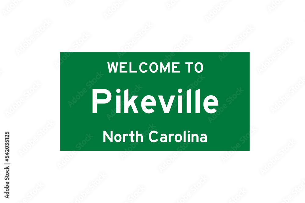 Pikeville, North Carolina, USA. City limit sign on transparent background. Pikeville, North Carolina, USA. City limit sign on transparent background.