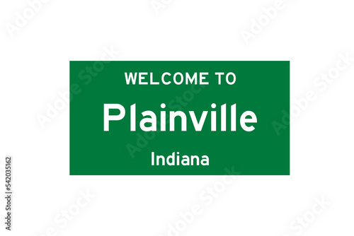 Plainville, Indiana, USA. City limit sign on transparent background.  photo