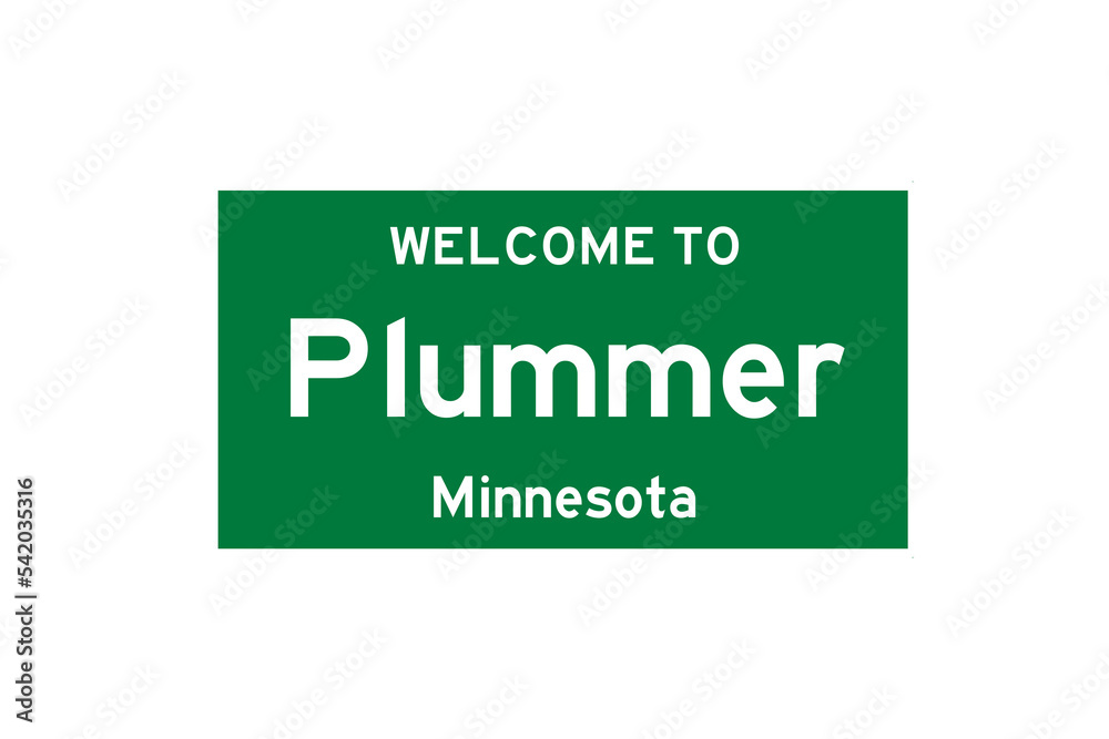 Plummer, Minnesota, USA. City limit sign on transparent background. Plummer, Minnesota, USA. City limit sign on transparent background.