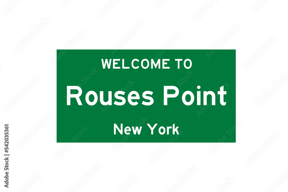 Rouses Point, New York, USA. City limit sign on transparent background. Rouses Point, New York, USA. City limit sign on transparent background.