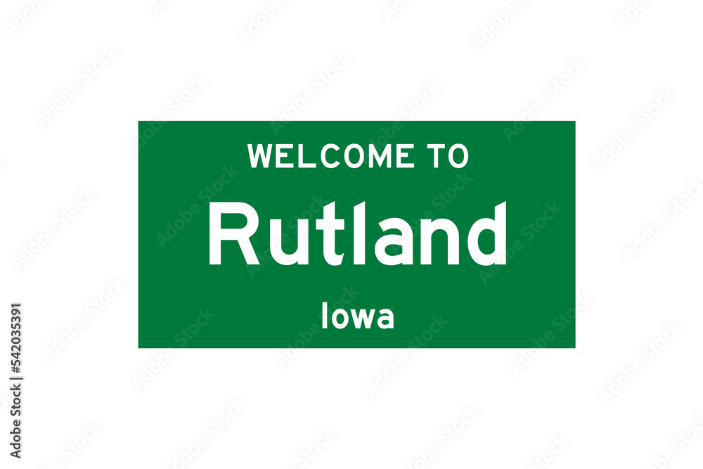 Rutland, Iowa, USA. City limit sign on transparent background. Rutland, Iowa, USA. City limit sign on transparent background.