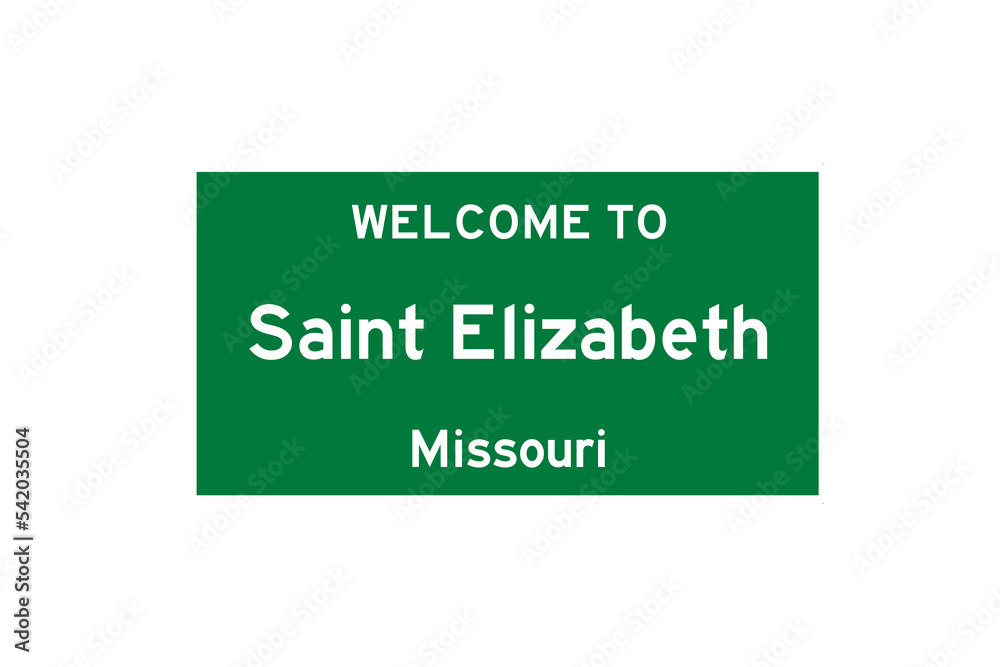 Saint Elizabeth, Missouri, USA. City limit sign on transparent background. 