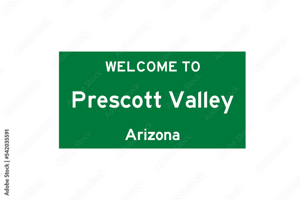 Prescott Valley, Arizona, USA. City limit sign on transparent