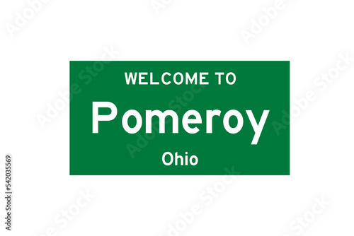 Pomeroy, Ohio, USA. City limit sign on transparent background.  photo