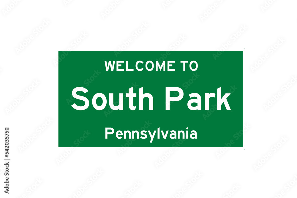South Park, Pennsylvania, USA. City limit sign on transparent background. South Park, Pennsylvania, USA. City limit sign on transparent background.