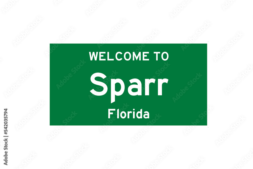 Sparr, Florida, USA. City limit sign on transparent background. 