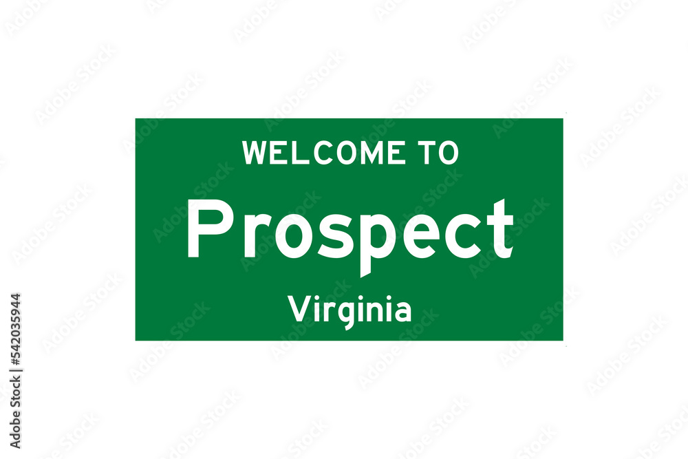 Prospect, Virginia, USA. City limit sign on transparent background. Prospect, Virginia, USA. City limit sign on transparent background.