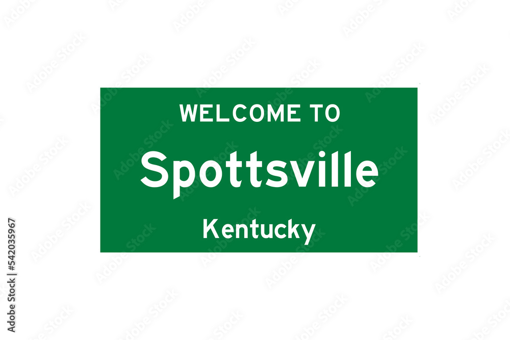 Spottsville, Kentucky, USA. City limit sign on transparent background. Spottsville, Kentucky, USA. City limit sign on transparent background.