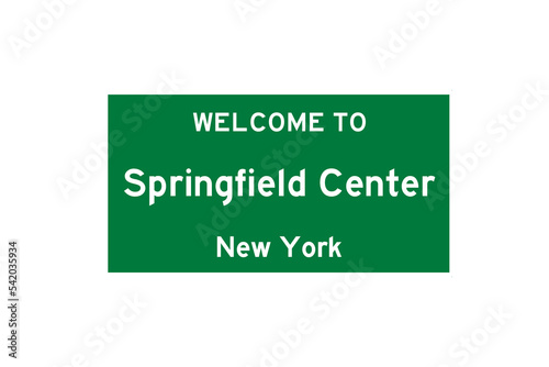 Springfield Center, New York, USA. City limit sign on transparent background.  photo