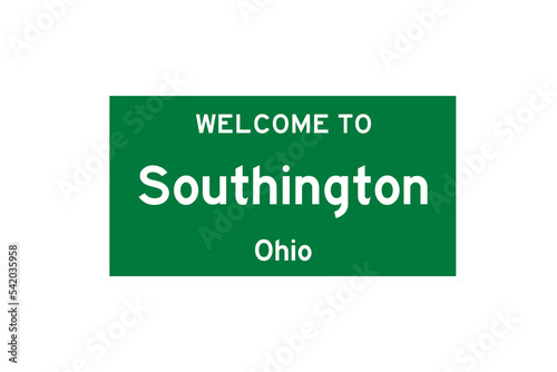 Southington, Ohio, USA. City limit sign on transparent background.  photo