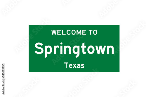 Springtown, Texas, USA. City limit sign on transparent background.  photo