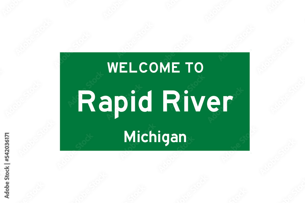 Rapid River, Michigan, USA. City limit sign on transparent background. Rapid River, Michigan, USA. City limit sign on transparent background.