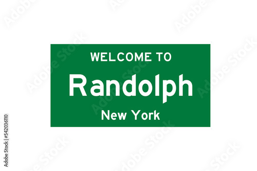 Randolph, New York, USA. City limit sign on transparent background.  photo