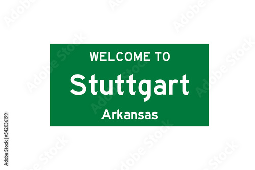 Stuttgart, Arkansas, USA. City limit sign on transparent background. 