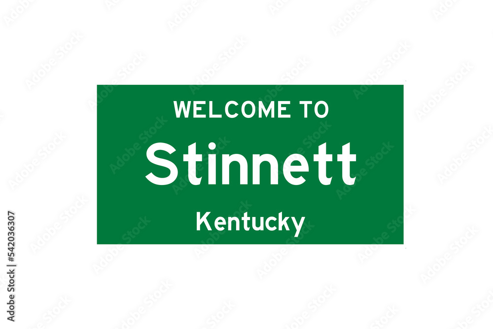 Kentucky, USA. City limit sign on transparent background