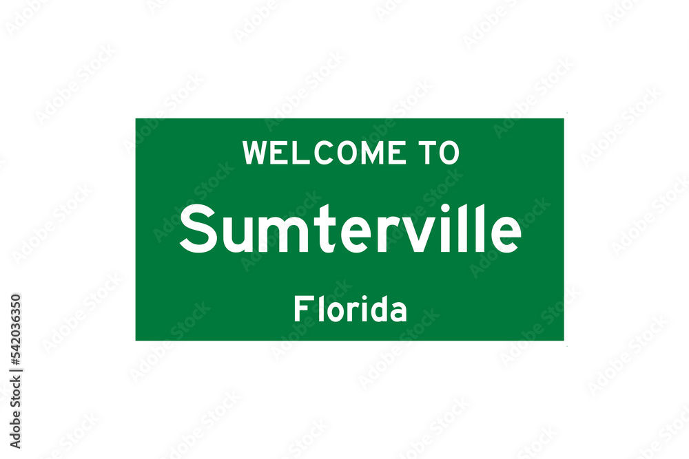 Sumterville, Florida, USA. City limit sign on transparent background. Sumterville, Florida, USA. City limit sign on transparent background.